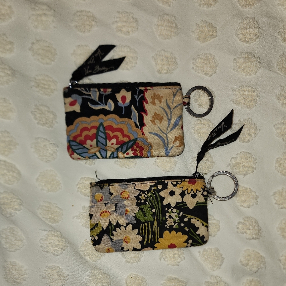 Vera Bradley Black Floral Quilted Key & Card Pouches -Set of 2 Vintage Y2k 2000s